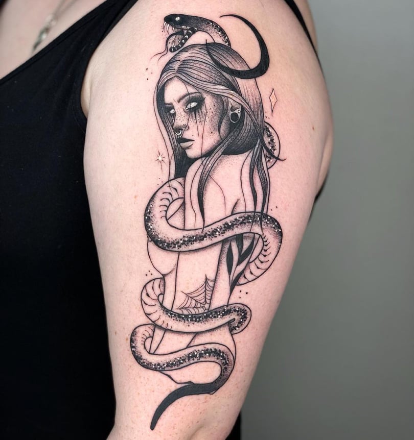 Girl with snake tattoo