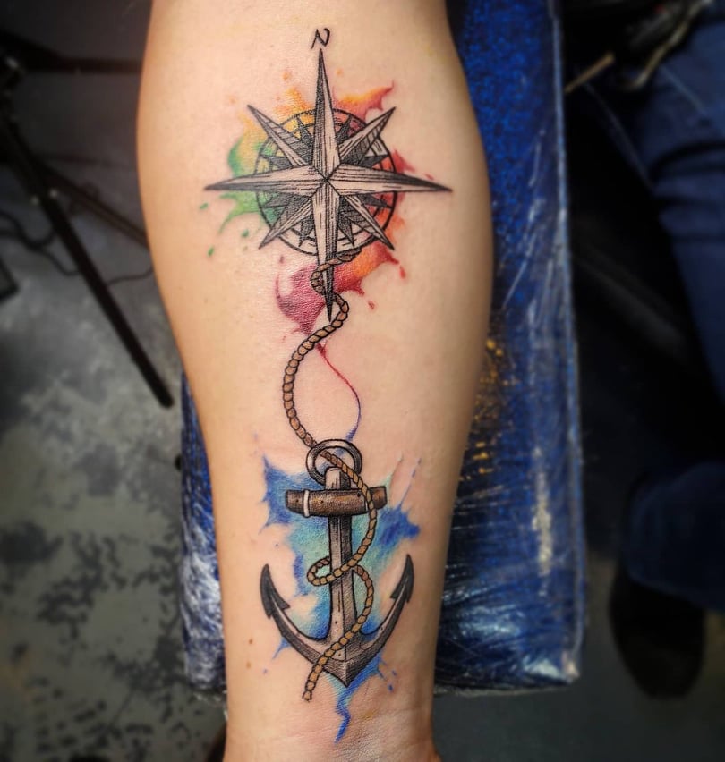 Tattoo uploaded by Alvydas • #blackandgrey #compasstattoo #compass  #arrowtattoo #arrow #compassarrow #triangle • Tattoodo