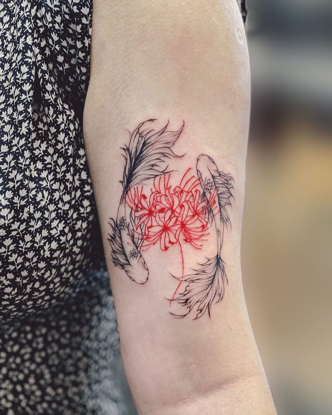 Tattoo uploaded by Paige  Koi fish legtattoo bigtattoo koifish   Tattoodo