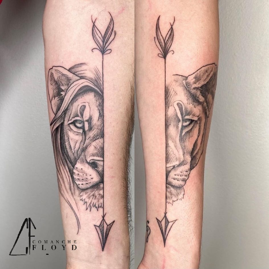 Lion and Lioness tattoo by Andrea Morales  Photo 30391