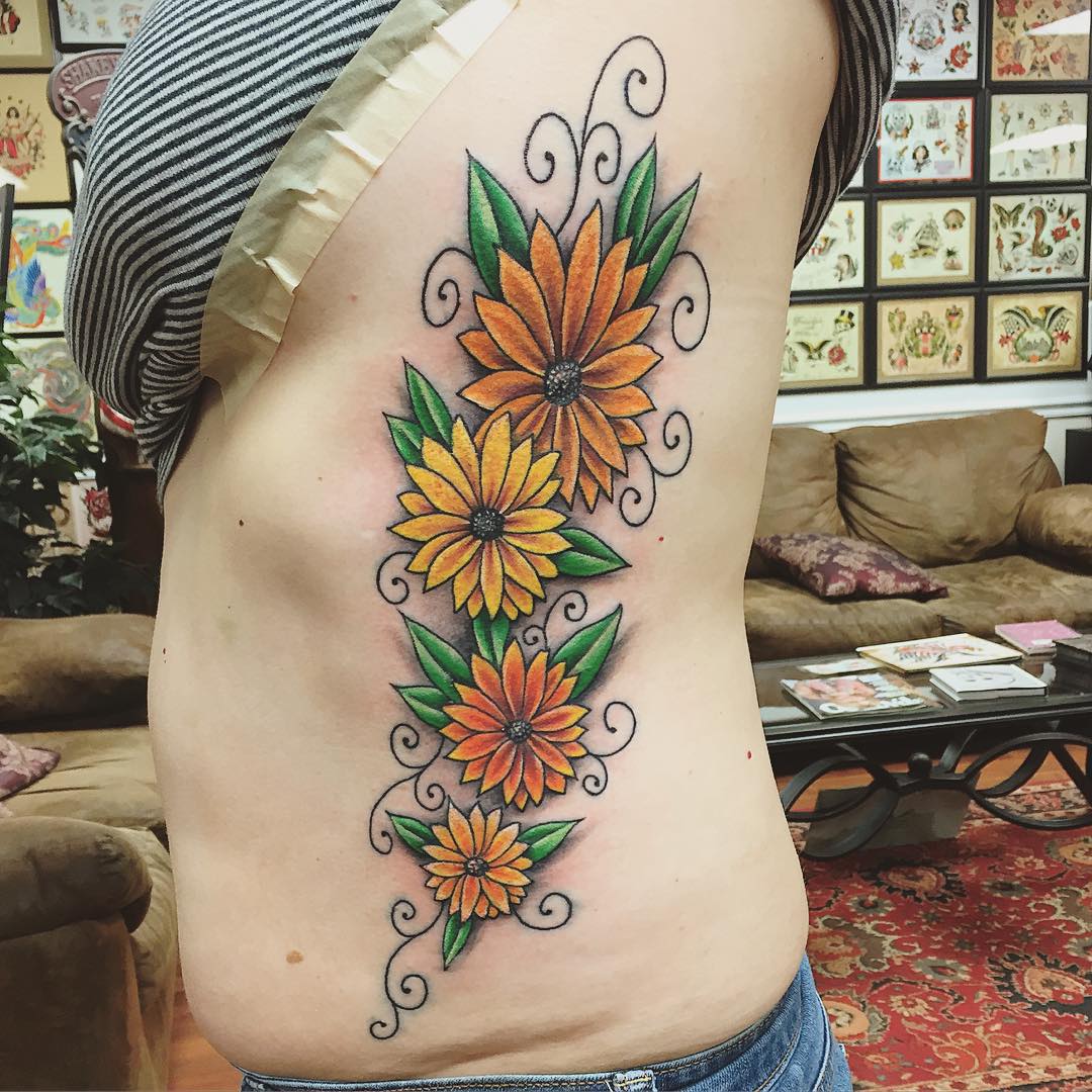 80 Bright Sunflower Tattoos  Designs  Meanings for Happy Life 2019