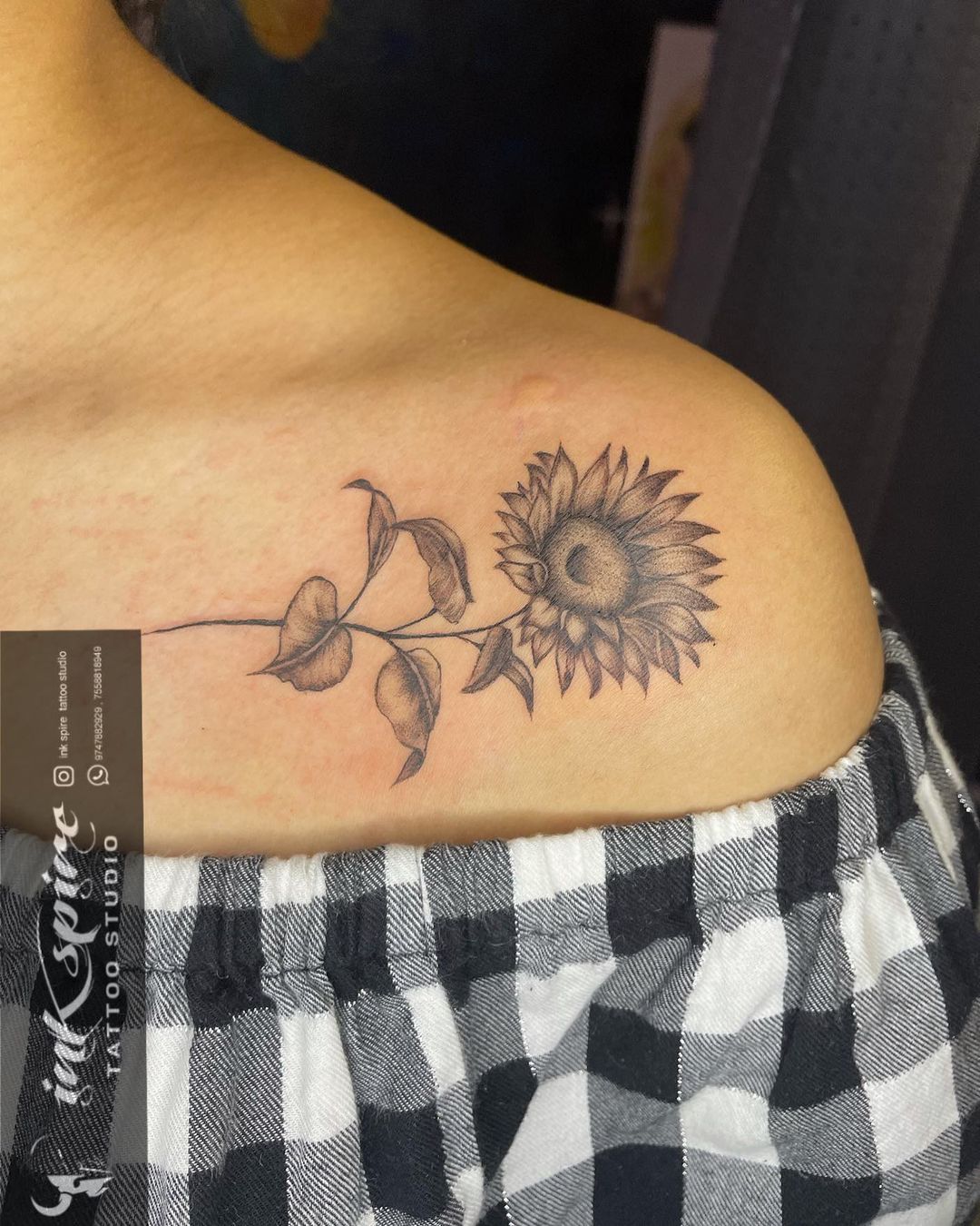 small sunflower shoulder tattoosTikTok Search