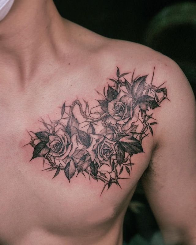 70 Brilliant Rose Tattoos For Chest  Tattoo Designs  TattoosBagcom